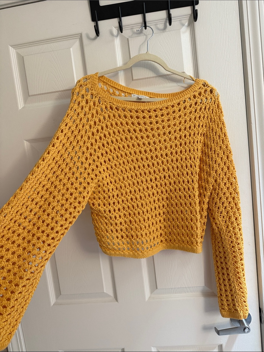 Banana Republic Open-Knit Scoop Neck Sweater in Mustard Yellow